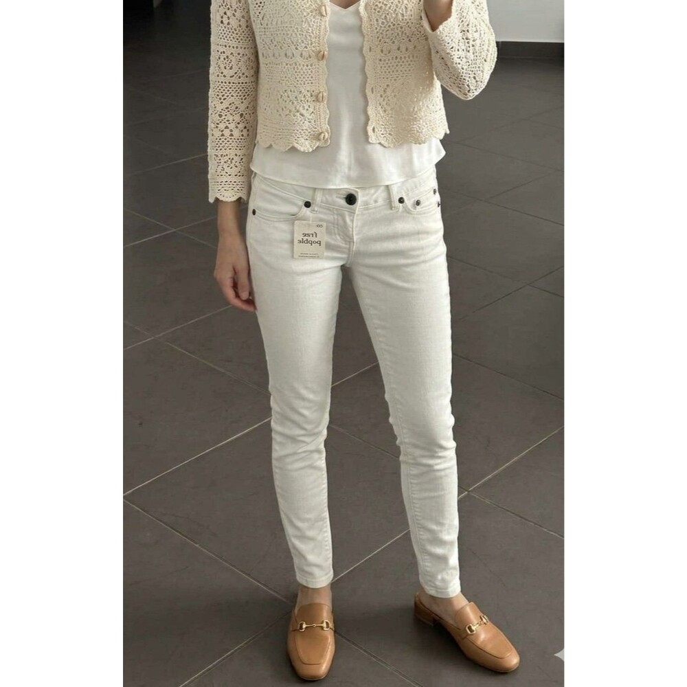 Free People White Skinny Jeans Womens Low Mid Rise Stretch Denim XS